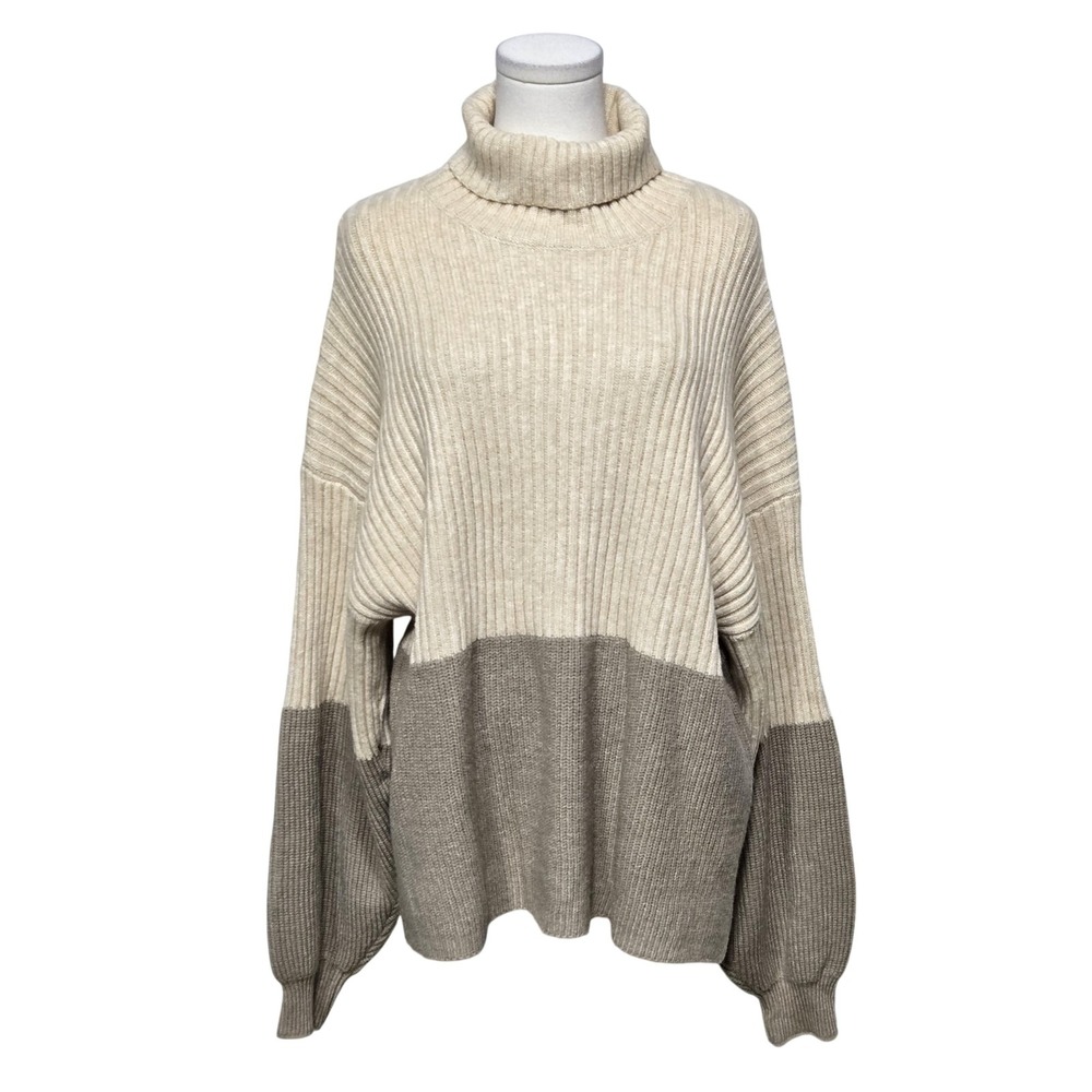 Gilli Sweater Womens Large‎ Turtleneck Ribbed Colorblock Pullover Cozy Knit Top